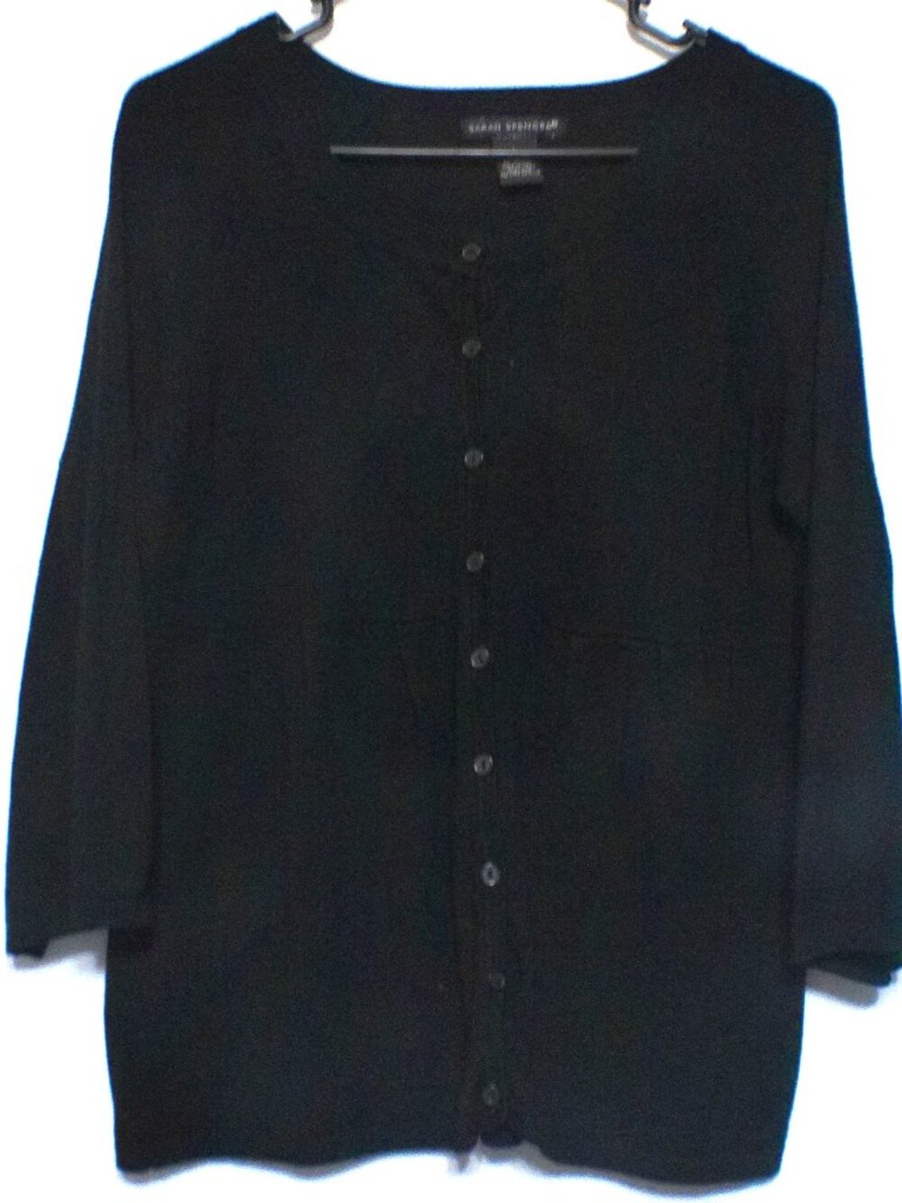 Sarah Spencer Black Button Front Cardigan Sweater Women's Large
